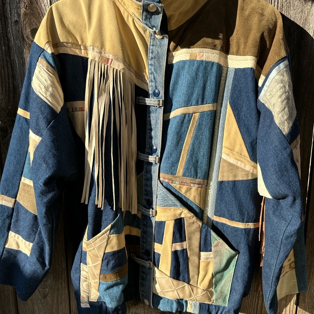 Vintage Patchwork Denim Jacket Size Medium - image 3